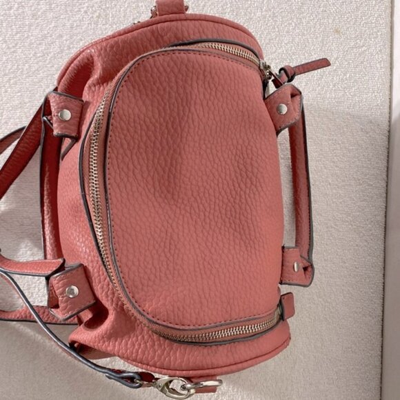 JustFab Pink Faux Pebbled Leather Mini Duffel Bag Cross Body Shoulder Bag Purse - Picture 7 of 13